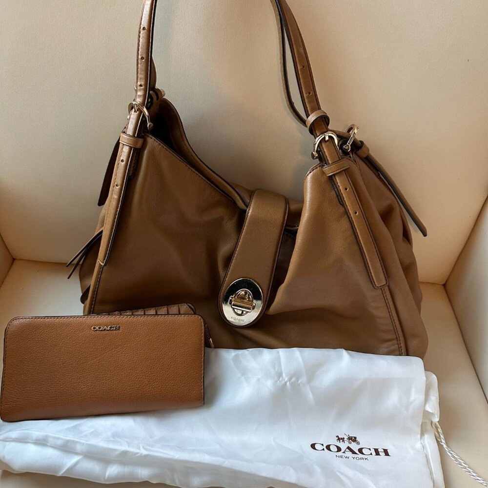 Coach - handbag with wallet and dust cover - gently used